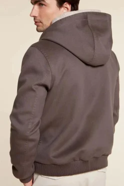 Brown jacket with fur collar