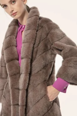 Brown mink fur coat
