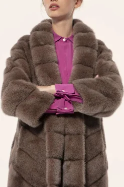 Brown mink fur coat