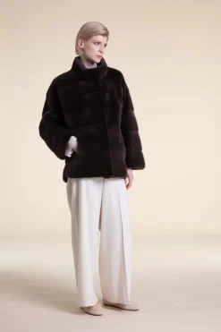Brown mink fur jacket