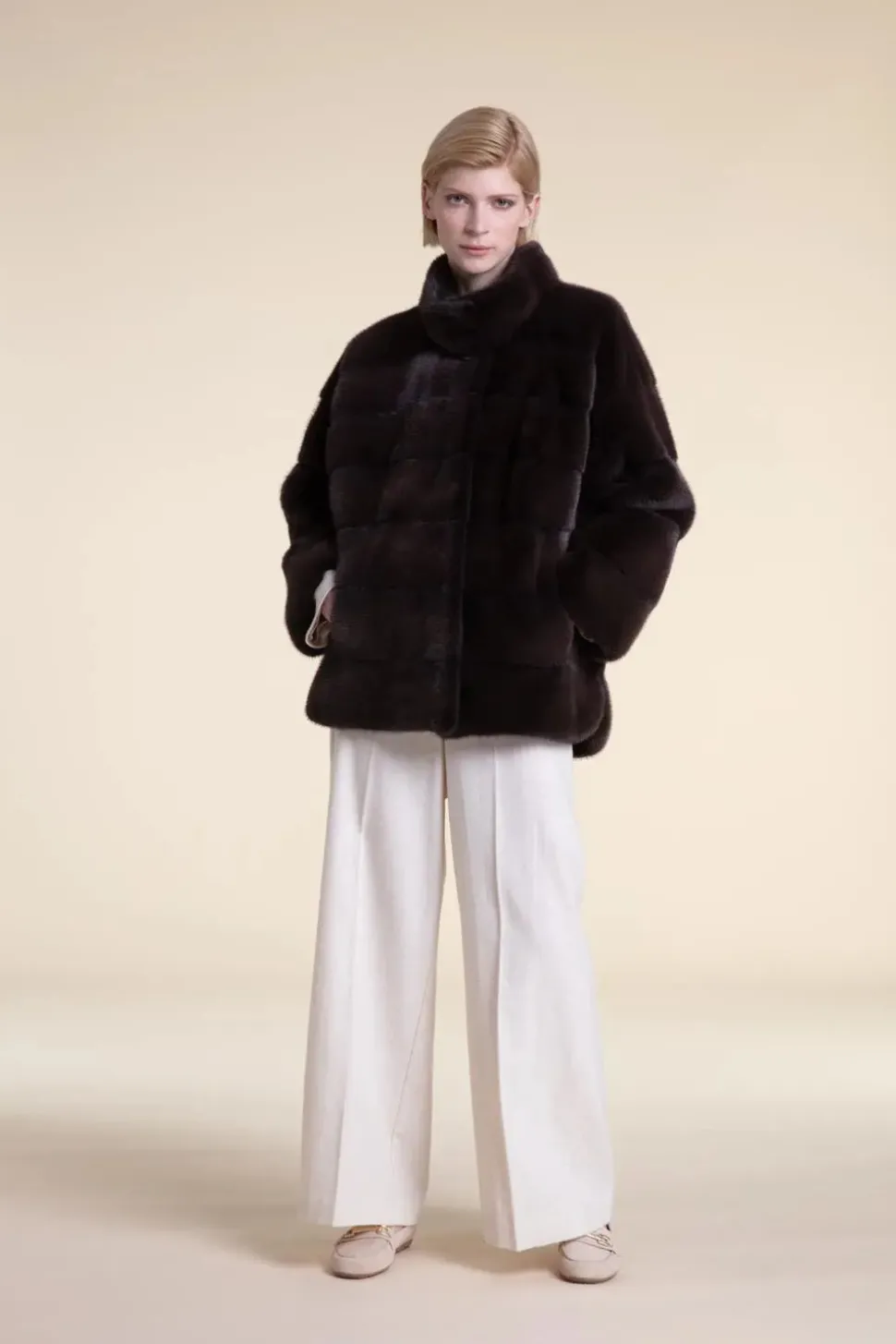 Brown mink fur jacket