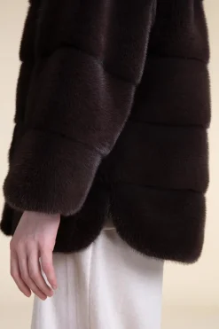 Brown mink fur jacket