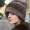 Brown mink hat