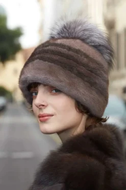 Brown mink hat