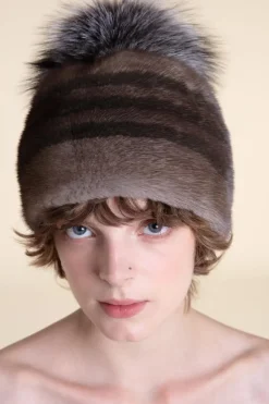 Brown mink hat