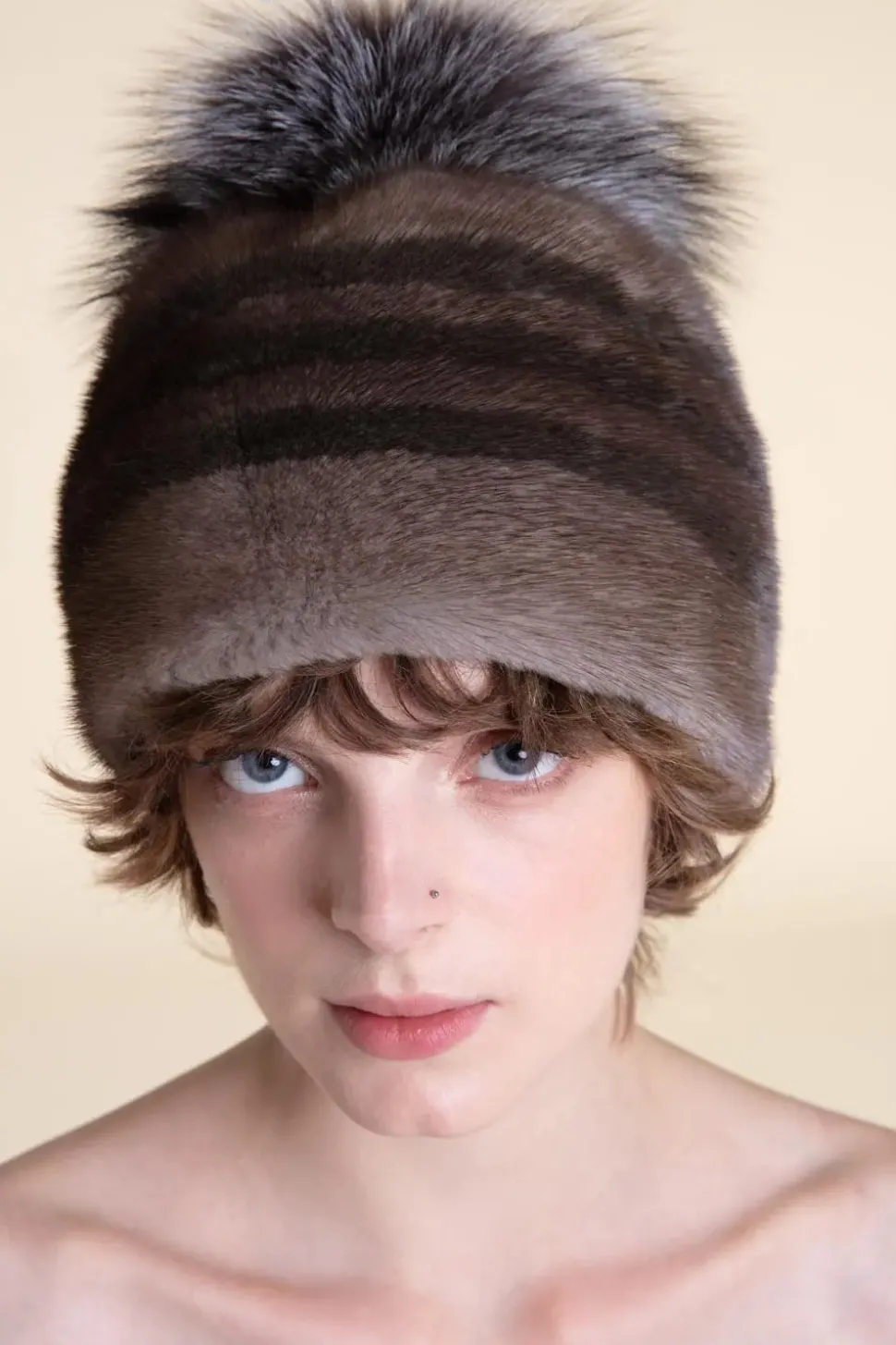Brown mink hat