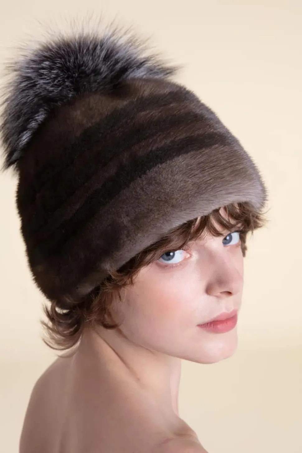 Brown mink hat
