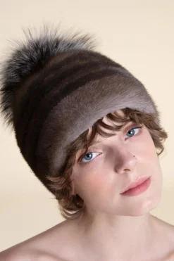 Brown mink hat