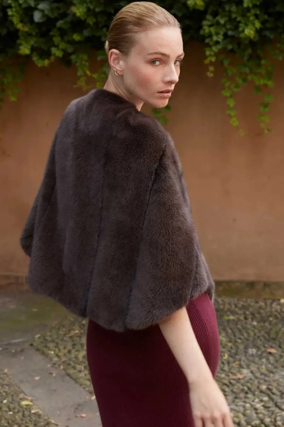 Brown mink shawl
