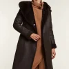 Brown shearling coat women's