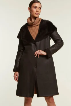 Brown shearling coat women's