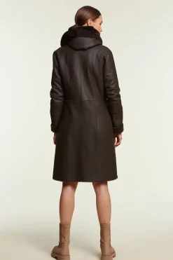 Brown shearling coat women's