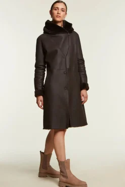 Brown shearling coat women's