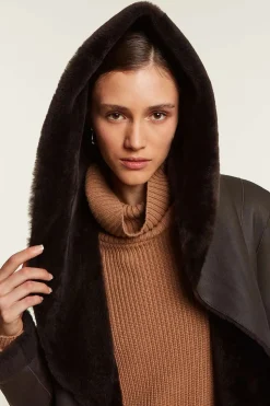 Brown shearling coat women's
