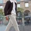 Brown shearling jacket mens