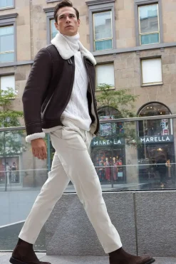 Brown shearling jacket mens