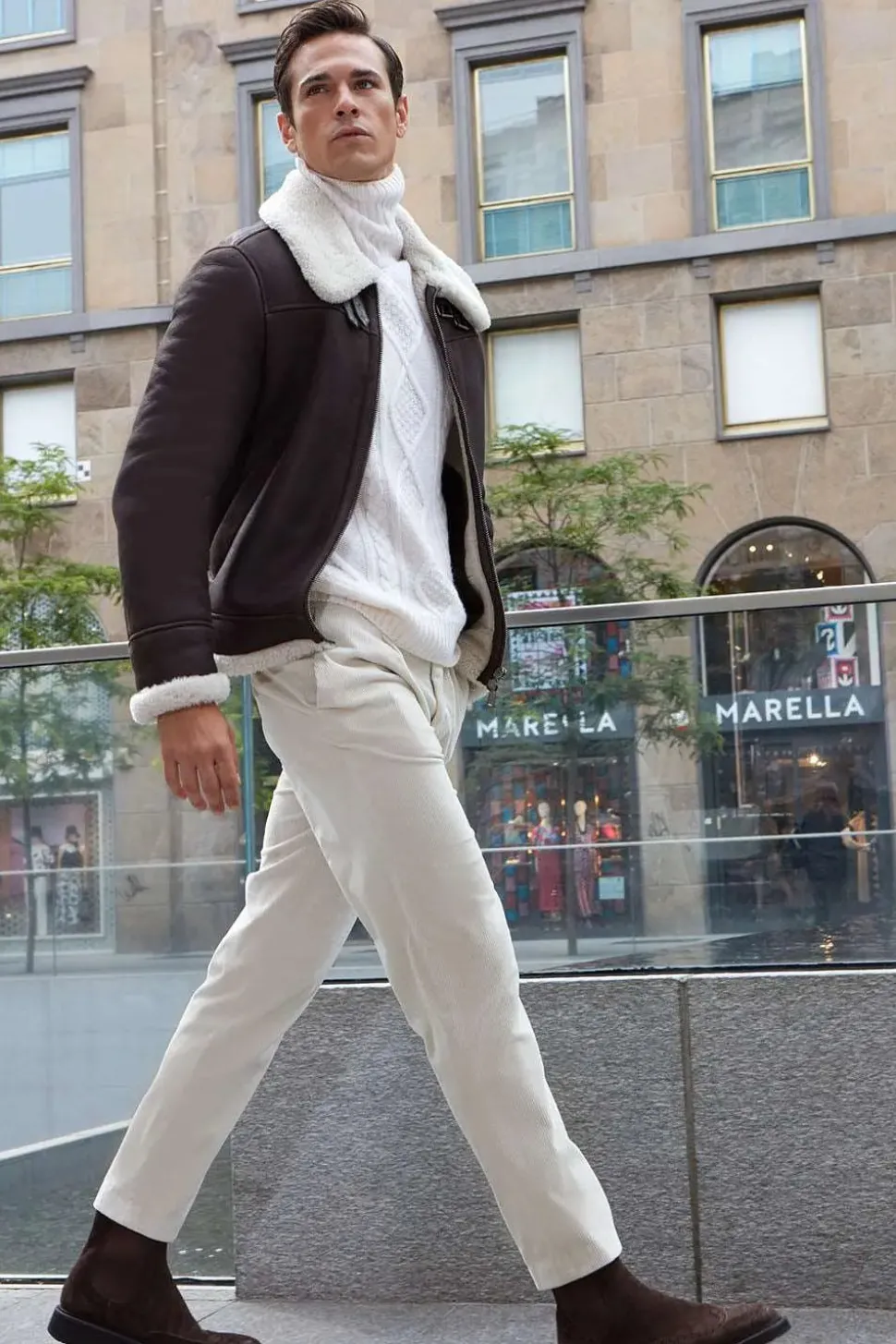 Brown shearling jacket mens