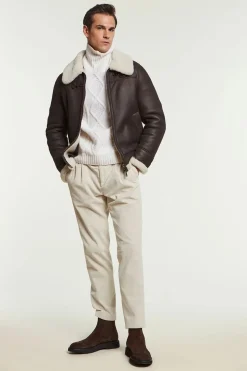 Brown shearling jacket mens