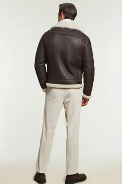 Brown shearling jacket mens