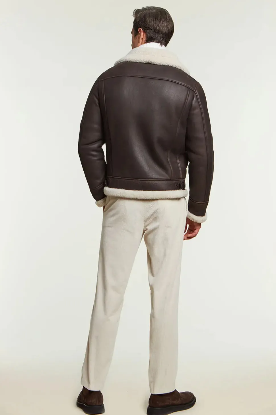 Brown shearling jacket mens