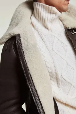 Brown shearling jacket mens