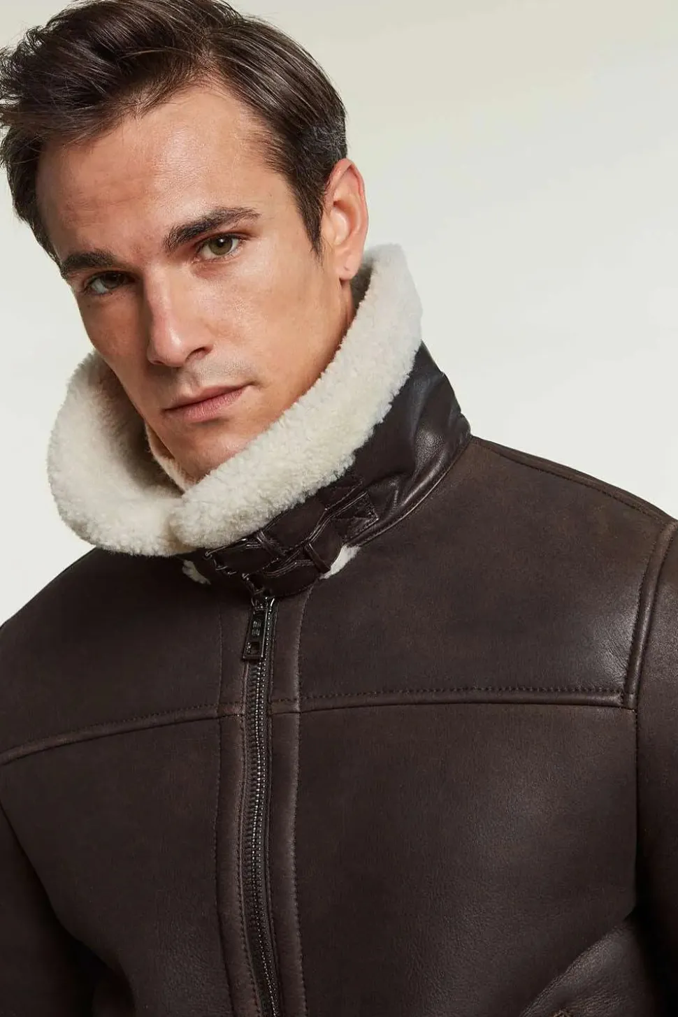 Brown shearling jacket mens
