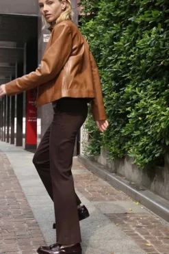 Camel leather jacket womens