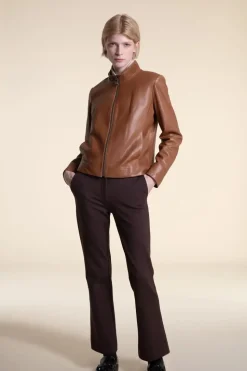Camel leather jacket womens