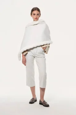 Cashmere stole with chinchilla trim