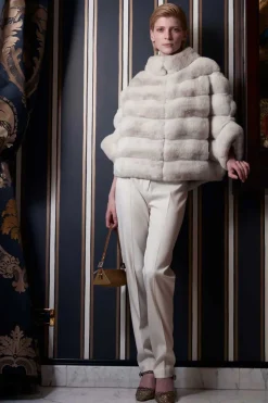 Chincilla fur jacket coat