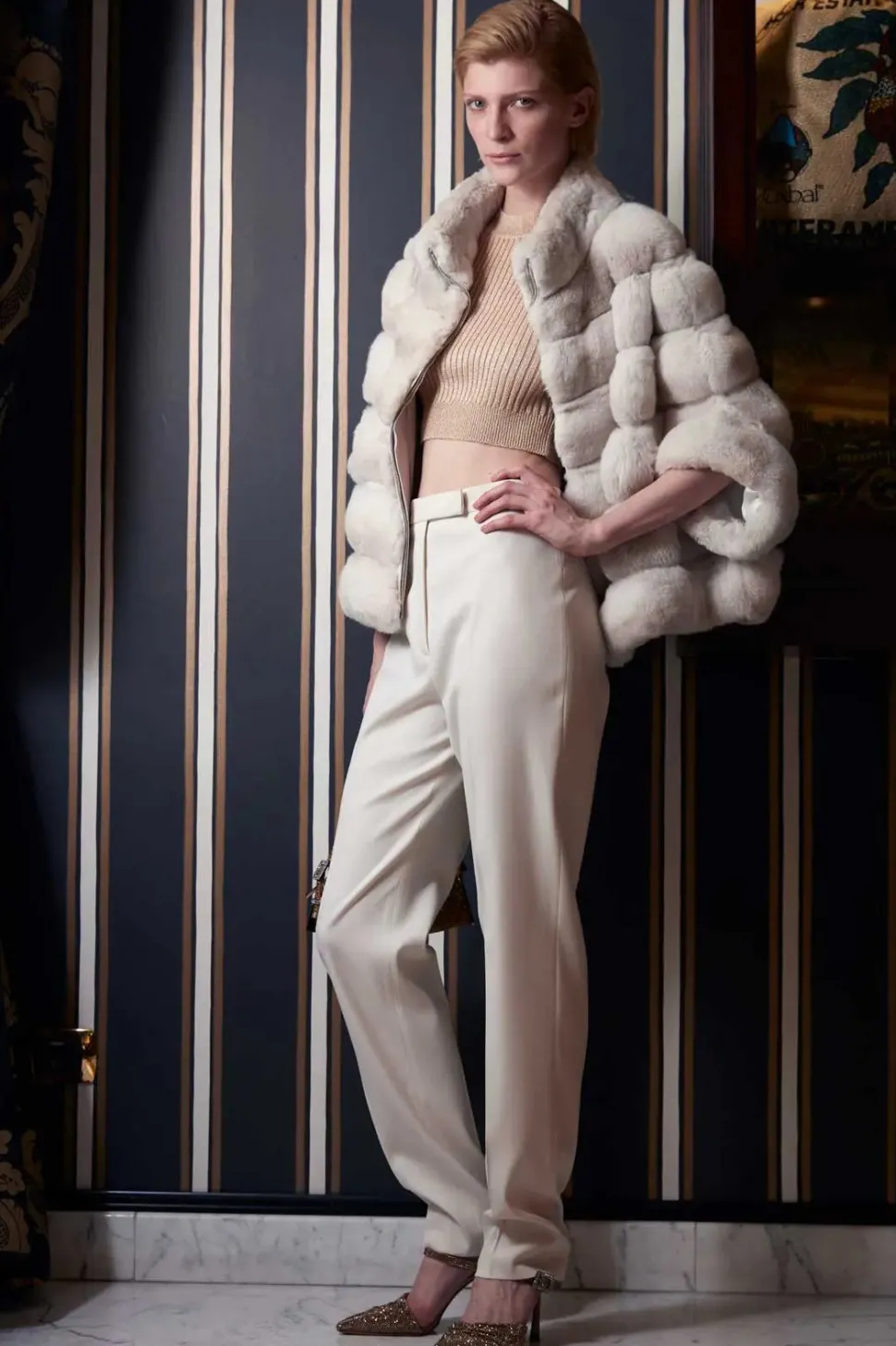 Chincilla fur jacket coat