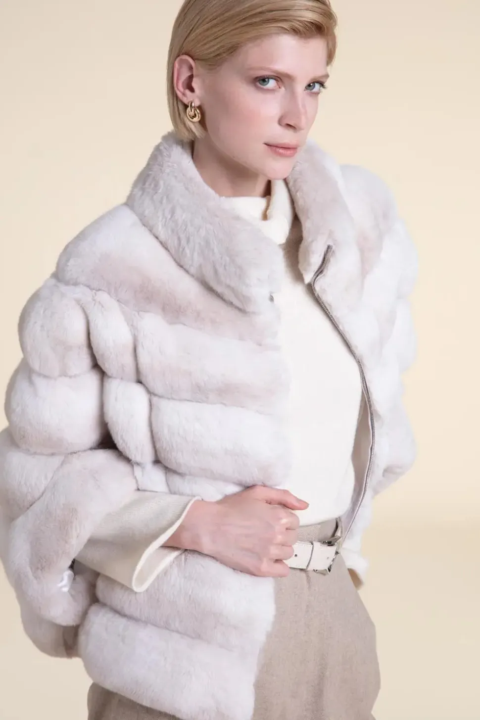 Chincilla fur jacket coat