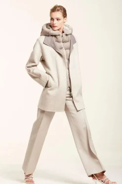Coat with fur hood