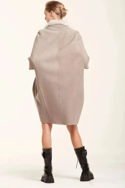 Coat with mink fur collar