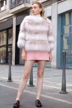 Cropped fox fur jacket