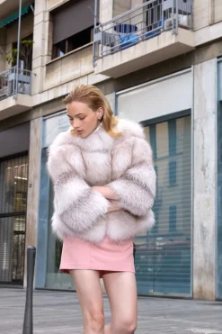 Cropped fox fur jacket