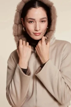 Cropped puffer jacket with fur hood