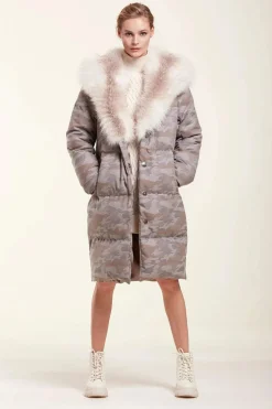 Down coat with fur hood