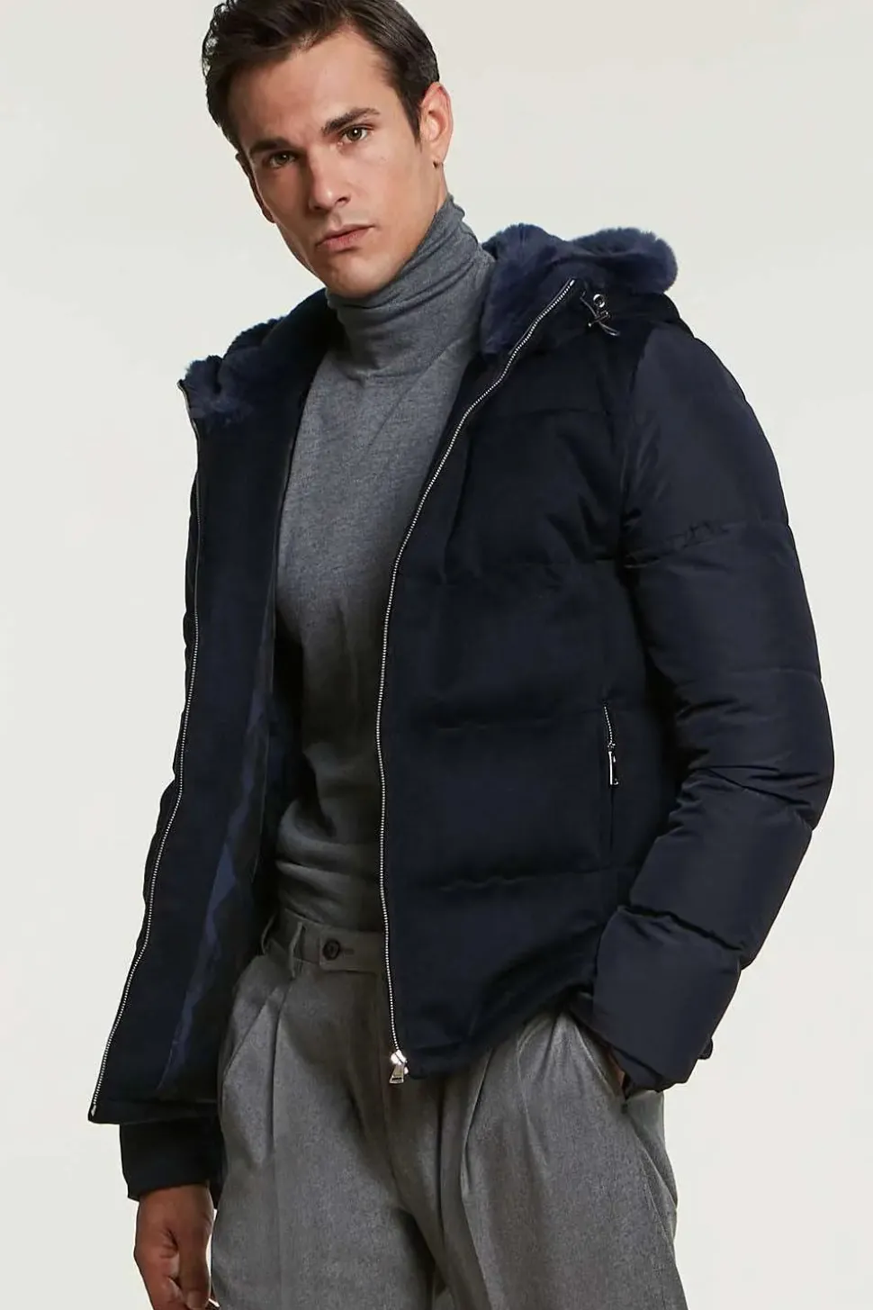 Down jacket with fur hood mens