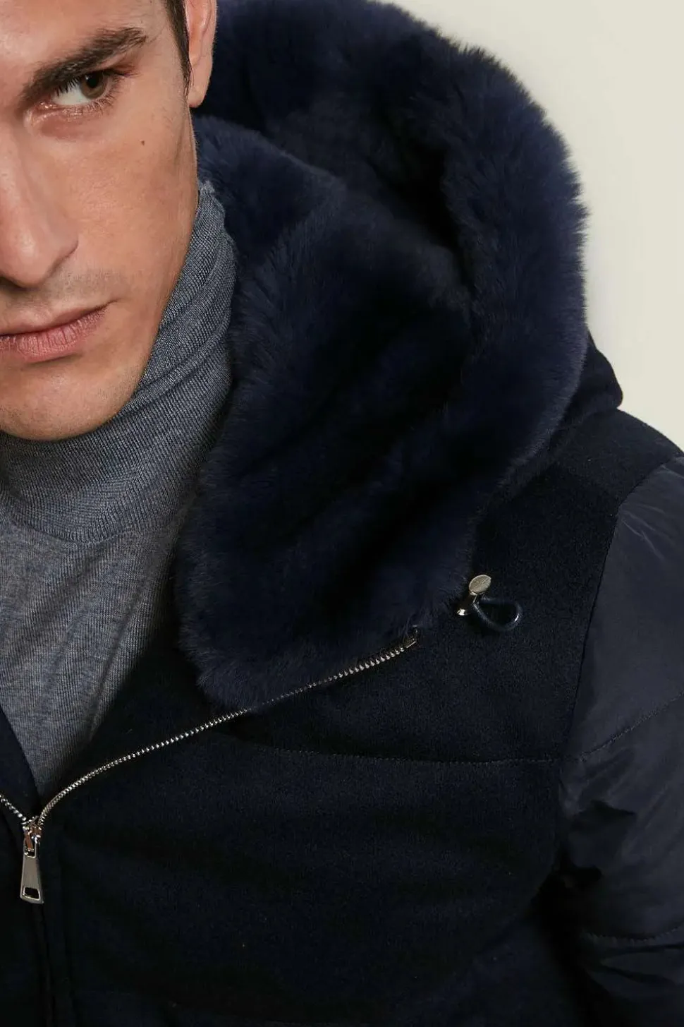 Down jacket with fur hood mens