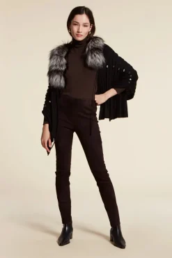 Fox fur trimmed shawl