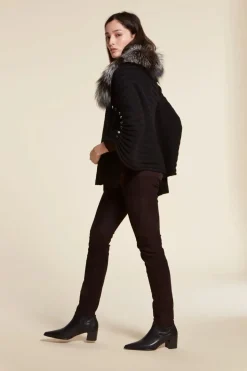 Fox fur trimmed shawl