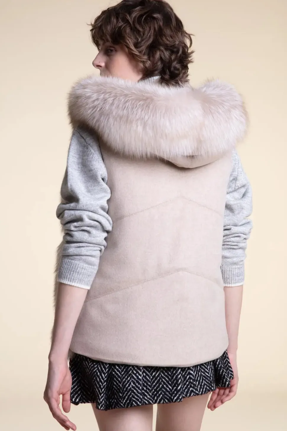 Fox fur vest with hood