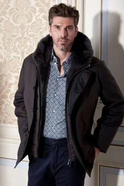 Fur hooded coat