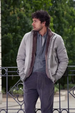 Fur lined bomber jacket mens