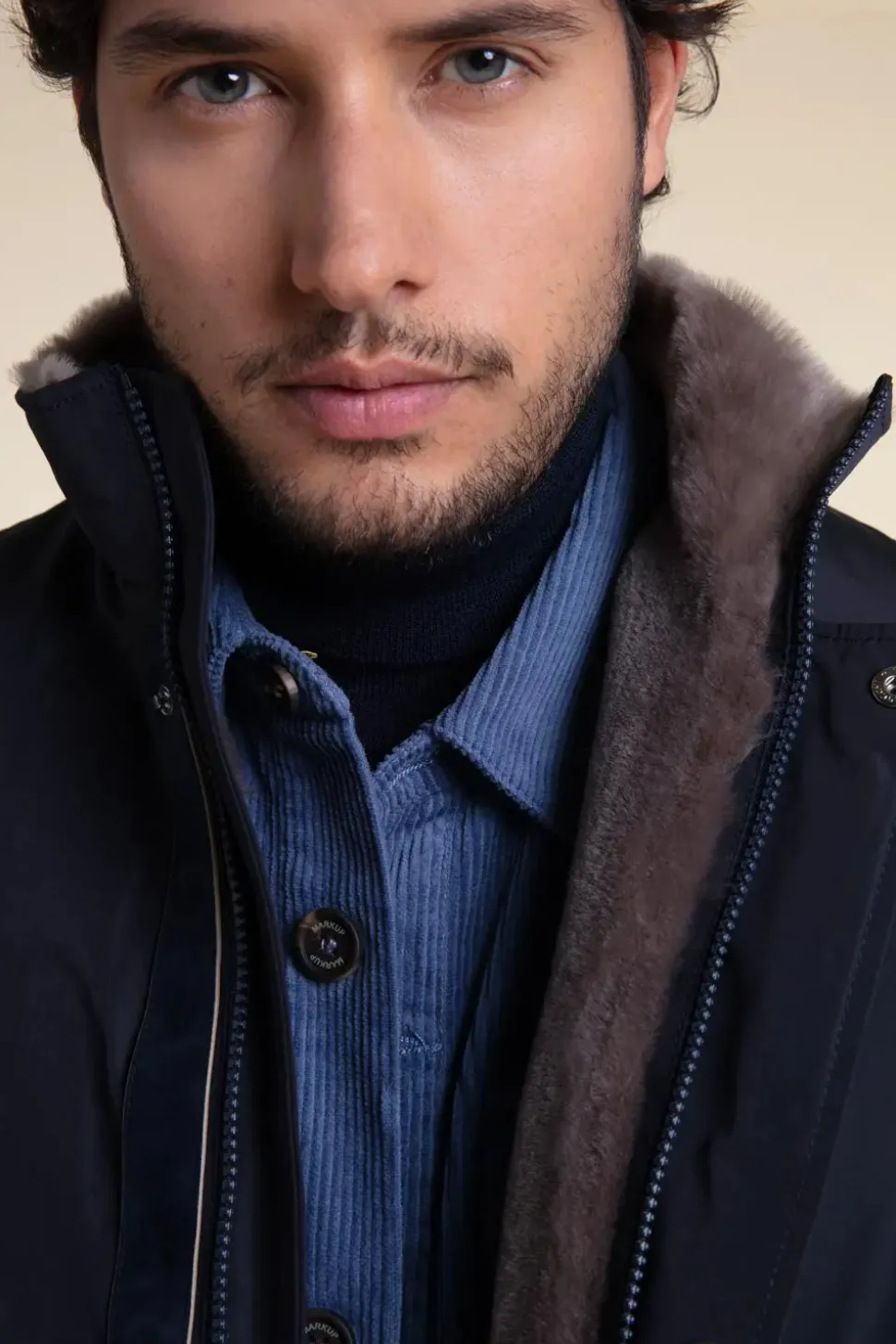 Fur lined coat mens