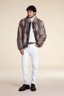 Genuine mens fur jacket