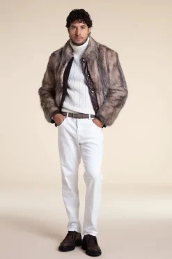 Genuine mens fur jacket