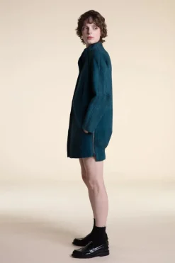 Green shearling coat womens