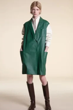 Green vest leather jacket